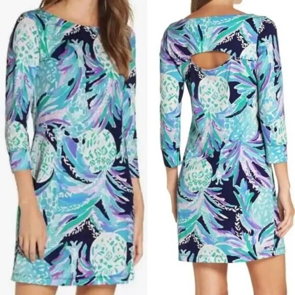 NWT Lilly Pulitzer Hollee Dress Size M Alotta Colada print, Blue Green White - Picture 1 of 11